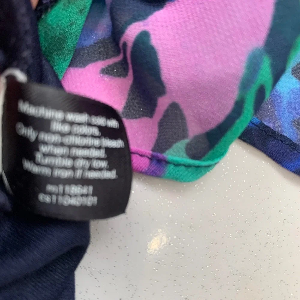 Lane Bryant Tropical Halter Handkerchief Hem Dress  Purple Abstract  Plus 26/28